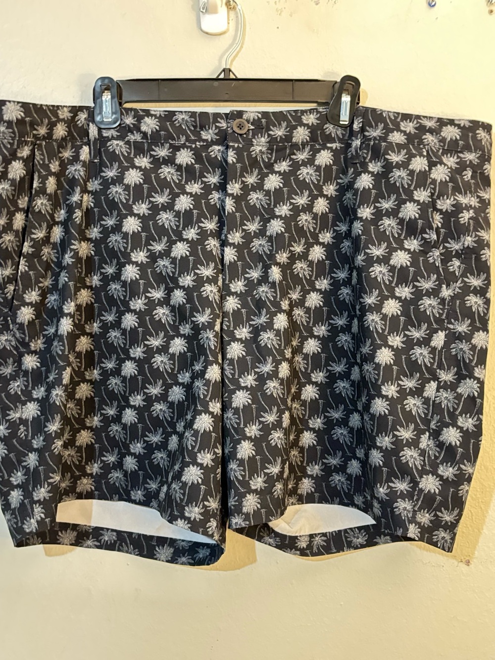 all in motion Black Shorts with White Palm Tree Pattern